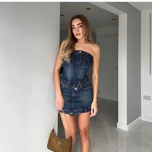 NWT ZARA CORSET STYLE DENIM TOP TRF